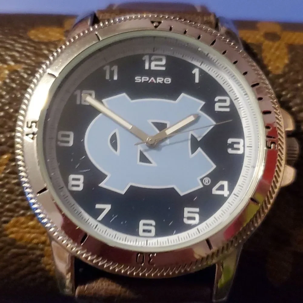 University of North Carolina Tarheels Sparo Analog Watch Mens Brown Leather Band